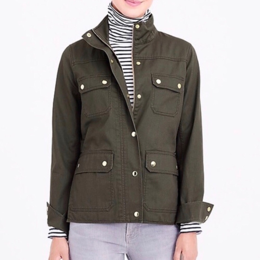 J Crew The Downtown Field Jacket Green Size XS Utility Jacket 27584
